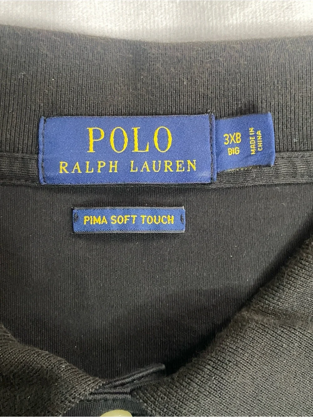 Polo Ralph Lauren Shirt Mens 3XB Black Pima Soft Touch Multi Color Pony Preppy